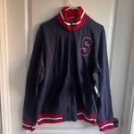 Skechers Mens Varsity Track Jacket Full Zip Pockets Navy Blue Size Medium NWT Photo 1