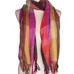 Multicolor Peace Sign Pashmina & Silk Scarf Neck Warmer Pink Purple Yellow Photo 2