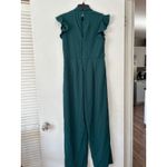 Blue Rain  Jumpsuit Mock Neck Flutter Sleeve Wide Leg Green Women's Size L Photo 3