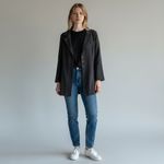 Soft Surroundings  Embroidered Jacket Cardigan Small Gray Military Grunge Goth Photo 2