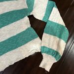 Beach Riot  Teal and White Knit Sweater Bell Sleeve XS Photo 3