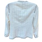 ZARA Blazer Tweed Frayed Pearl Button Jacket Cream Silver Metallic Womens Sz XS Photo 4