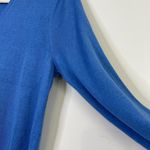J.Jill  Silk Cotton Blend V Neck Long Sleeve Soft Sweater Classic Blue Comfy Cute Photo 6