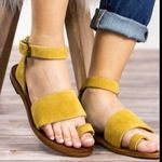 Free People Mustard yellow flat Torrance Suede Sandals Photo 1