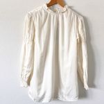 Veiled Ruffle Cinched Long Sleeve Blouse in Off White Photo 1