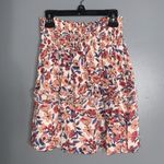 Kendall + Kylie ’s Orange Multicolor Floral Wide Elastic Waist Full Short Skirt L Photo 1