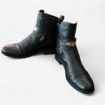 Michael Kors Black Leather Arley Ankle Booties with Gold Accents Sz 6 Photo 5