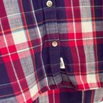 Roots Red Multicolor Plaid Cotton Long Sleeve Button Down Shirt Women Sz XS Photo 3