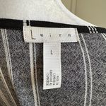 Leith  Black White Stripe Cap Sleeve Wrap Style Blouse Top Large Photo 5