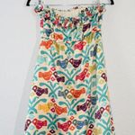 Judith March Cream Multicolored Bird Print Strapless Dress Size Medium Photo 4