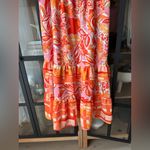 THML  Floral midi maxi dress bows tie straps square neck smocked tiered ruffle Photo 6