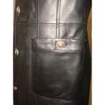 Karl Lagerfeld New NWT Paris Black Leather Jacket Long S Womens Buttons Silver Photo 3