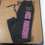 New Womens Pink Princess Rhinestones Yoga Lounge Fleece Skinny Sweatpants Small Gray Photo 1