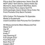 Pilcro and the Letterpress Jeans Size 28 W29"L28.5" Serif Skinny Jeans Ankle Zip Photo 1