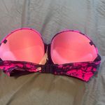 PINK - Victoria's Secret  Strapless Bra Hot Pink Black Tie Dye 34D‎ Photo 4