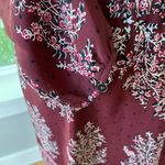 Madewell Burgundy White Silk Lassi Floral Indian Block Print Long Sleeve Dress 4 Photo 6