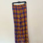We Wore What  SMOCKED MESH PLAID PANTS COVER UP ORANGE AND BLUE SIZE medium 1892 Photo 4