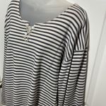 Portraits by Northern Isles Womens 3X Striped Henley Long Sleeve Cotton Shirt Black Size undefined Photo 3