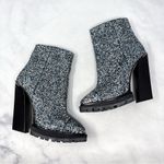 Jimmy Choo NEW  Madra 130 Chunky Glitter Platform Block Heeled Ankle Boots Blue Photo 2