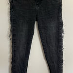 ZARA  Z1975 Denim Womens Black High Rise Side Fringe Stretch‎ Skinny Jeans 6 Photo 0