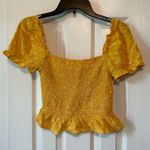 Elodie yellow floral smocked puff sleeve crop top Photo 3