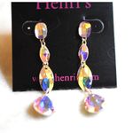 NIP Henri's Jim Ball Design Ballroom Swarovski Iridescent Crystal Post Earrings Silver Photo 1
