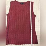 Brooks Brothers  Women's Cotton Blend Cable Knit Sleeveless Sweater Maroon Size L Photo 3