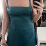 Emerald Green Satin Mini Dress Photo 1
