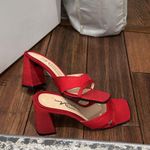 Newport News Red Block Heel Mule Sandals Photo 3