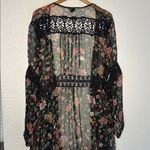 Torrid Maxi Floral Black Sheer Open Kimono Cover Dress Lattice Witchy Goth 4X Photo 6