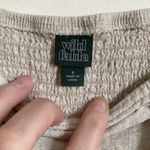 Wild Fable  Beige Linen Blend Cropped Balloon Sleeve Smocked Back Top #MBG Photo 1