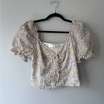 ASTR  The‎ Label Lace Up Floral Tie Keyhole Front Puff Sleeve Top Size Small Photo 3
