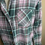 Eddie Bauer Plaid Button-Up Shirt in Green and Pink Photo 6