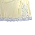 Vintage Butter Yellow White Lace Half Slip Nylon Side Slit Mini Skirt Medium Photo 2