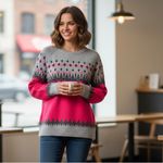 MWT JohnPaulRichard Pink and Gray Crew Neck Sweater size M Size M Photo 1