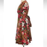 Brooks Brothers  Red & Green Floral-Print Cotton Sateen Wrap Dress Size 2 XS Photo 5