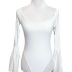 Alix NYC Bennett Bodysuit Stretch Jersey White Top Bell Sleeves Womens Size S Photo 2