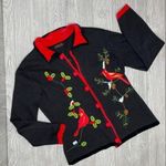 Vintage Bobby bell embroidered cardinal bird holly Christmas sweater med Red Photo 0