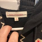 Solitaire Anthropologie  Black‎ Floral Embroidered Hoodie Jogger Set Size Large Photo 2
