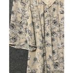 Daniel Rainn  Chiffon‎ Top Womens Small Beige Floral V-Neck Pleated 3/4 Sleeve Photo 1