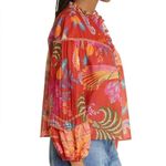 Farm Rio Mystic Bush Buttoned Blouse Ruffled Neck Long Sleeve Size S Photo 4