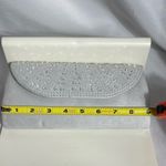 Elegant Gray Clutch Bag Purse Embellished Silver Stones And Chain NEW Photo 4