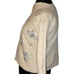 Vintage Tulchan Beige Floral Knit Cropped Silk Angora Sweater Medium Tan Photo 2