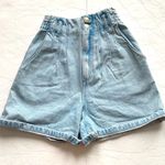 ZARA  paper bag ribcage shorts Light wash women’s size 00 NWT High rise Photo 5