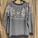 PINK - Victoria's Secret  Gray White Snowflake Holiday Sweater, Oversized Small Photo 1