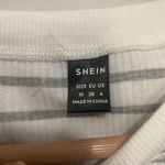 SheIn  Grey and White Striped Short Sleeve Crop Top Size Medium Photo 2