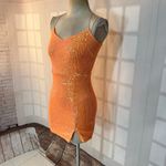 Windsor NWT Dazzle Down Sequin Lace-Up Mini Dress in peach size medium Photo 6