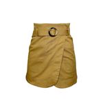 Sézane Leandra Cotton Twill Belted Wrap Mini Skirt, Camel, FR34/US2 Photo 11