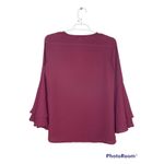 Alfani Maroon Purple Red Long Flowy Bell Sleeve V Neck Tunic Blouse Size 2 Photo 2