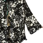 Mimi Chica  Black White Floral Kimono Bobble Trim TBEV757 Romantic Flowy‎ NWT S Photo 4
